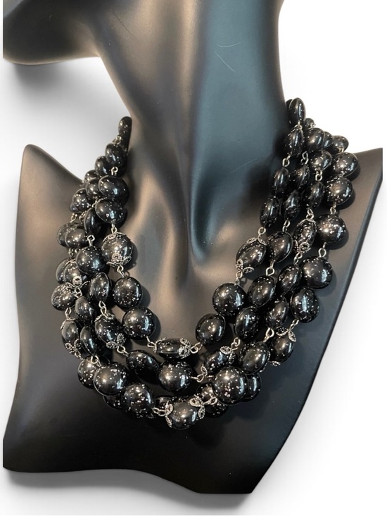 Kramer Jewelry - Vintage Kramer Four Strand Confetti Lucite Statement Necklace